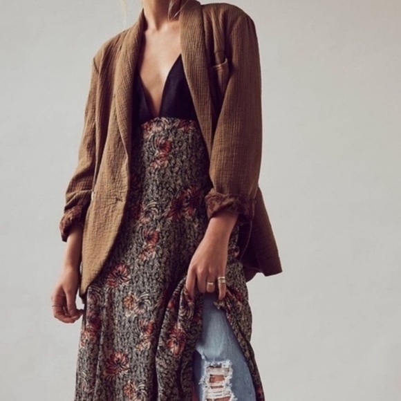 Free People Jackets & Blazers - Free People Rowan Blazer Gauzy Cotton Army Green  17707